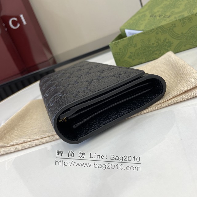Gucci專櫃古馳最新款Emblem系列超柔軟荔克色壓花/全皮錢包 jh2079型號：815922